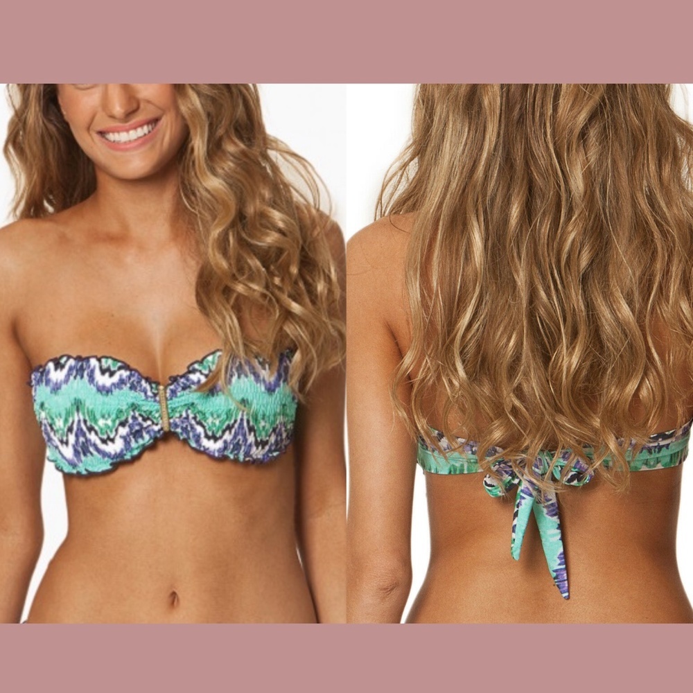 NWT Sofia by ViX [ Large ] Tie Dye Bandeau Bikini Top‎ in Aqua Mahal